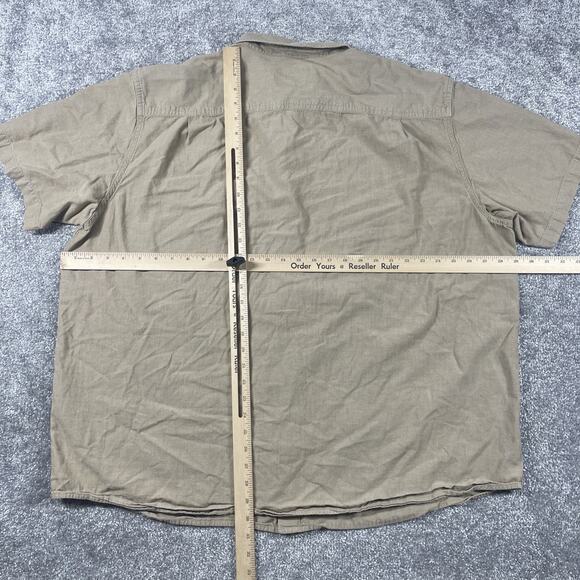 Carhartt Button Down Shirt Mens 2XL Loose Fit Short Sleeve Workwear Tan XXL - Picture 7 of 9